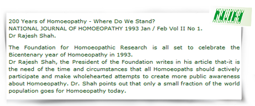 An article published in homeopathic journal